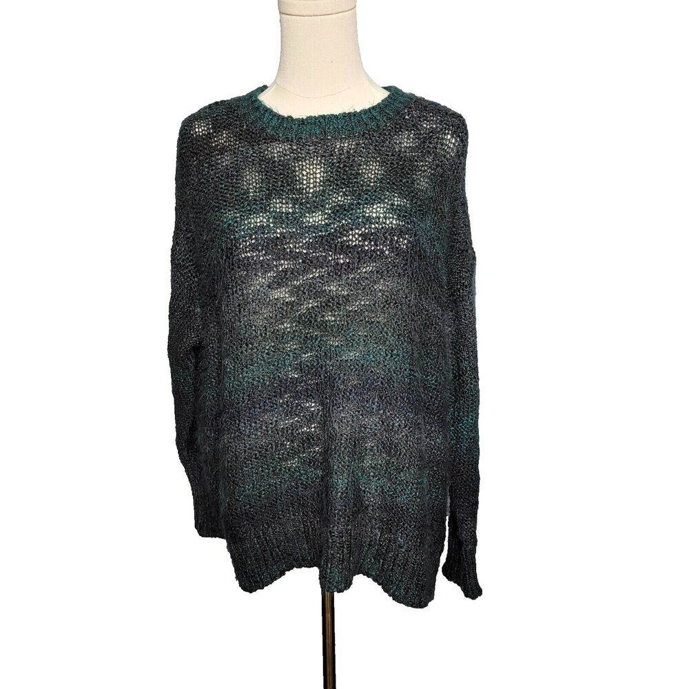 Denim & Supply Ralph Lauren Sweater M High-Low-Hem Sweater Teal Multi Oversized